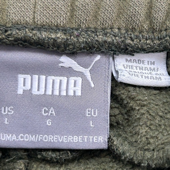 Puma Mens Large Fleece Jogger Pants Forest Night Green Pockets Comfy Sweatpant - Picture 8 of 11